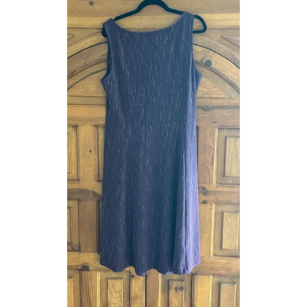 EDDIE BAUER Dress-Purple Poly/Rayon Knit Sleeveless Empire, Dotted Pattern, XL - Picture 2 of 6